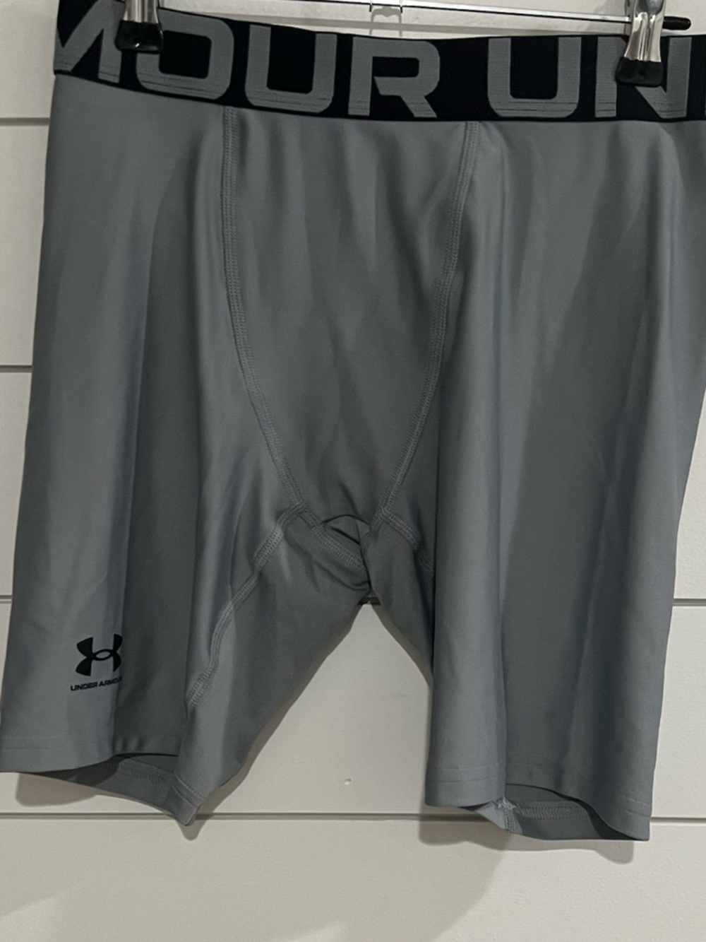 Under Armour Gray Compression Shorts with Black Logo Waistband